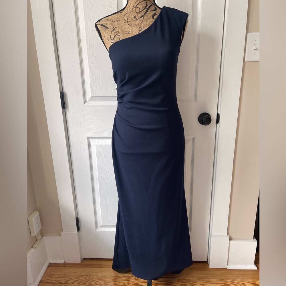 BHLDN Gerri One-Shoulder Crepe Dress Gown